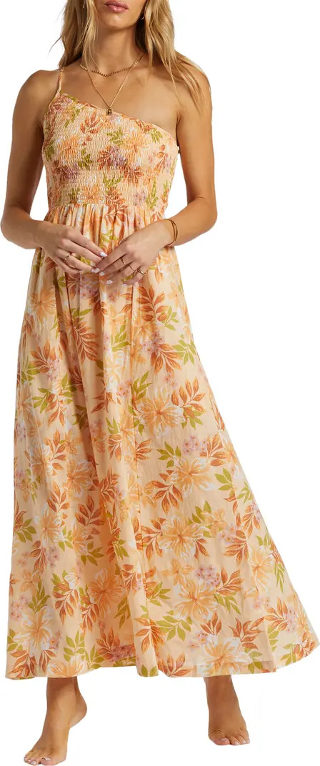 Warmer Days Floral One-Shoulder Smocked Maxi Dress | Nordstrom