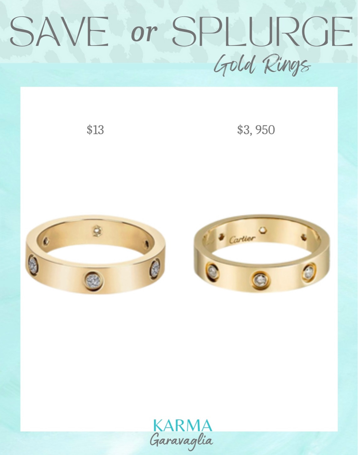 Save or Splurge, Save or Steal, designer dupe, splurgeworthy, designer inspired dupe, budget friendly, Cartier ring, Cartier love ring, wedding ring, designer dupe jewelry, gold ring, Amazon, gold band, rings, the splurge ring is from Cartier

Follow me for more fashion finds, beauty faves, lifestyle, home decor, sales and more! So glad you’re here!! XO!!

#LTKunder50 #LTKstyletip #LTKwedding