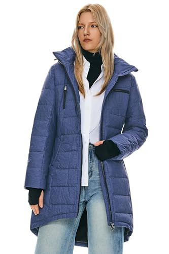 Orolay Women's Down Jacket Coat Mid-Length Blue L | Amazon (US)