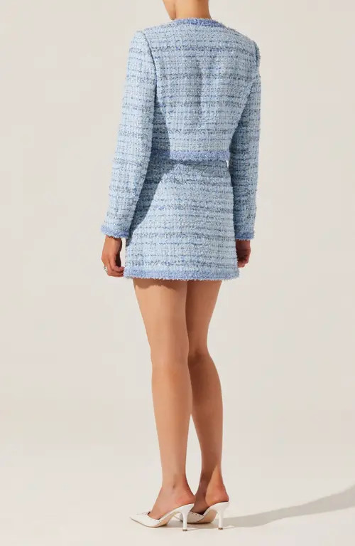 ASTR the Label Mavey Tweed Miniskirt in Blue at Nordstrom, Size Small | Nordstrom