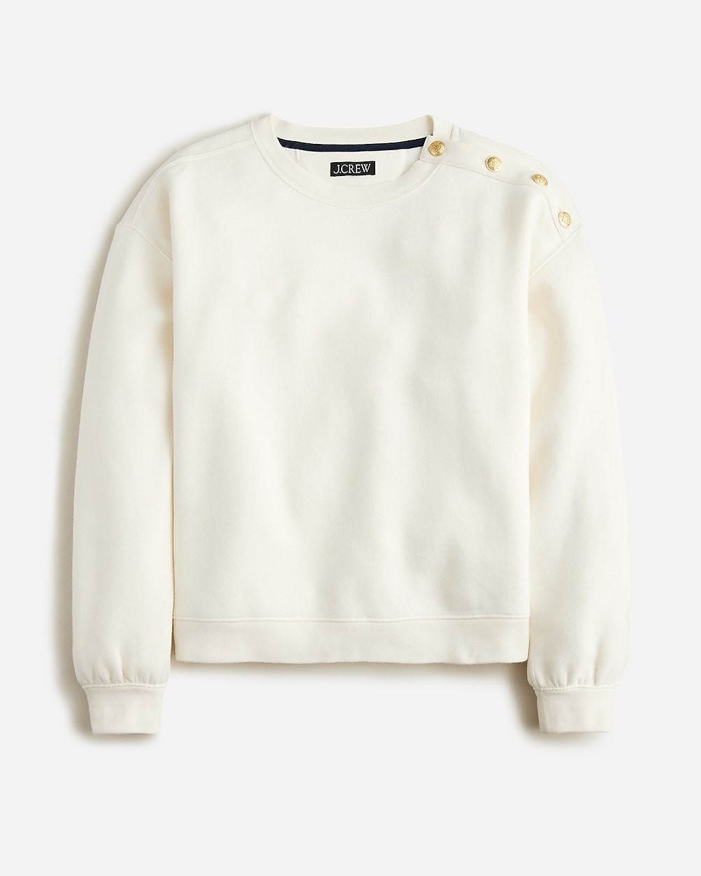 Heritage fleece crewneck sweatshirt with buttons | J. Crew US