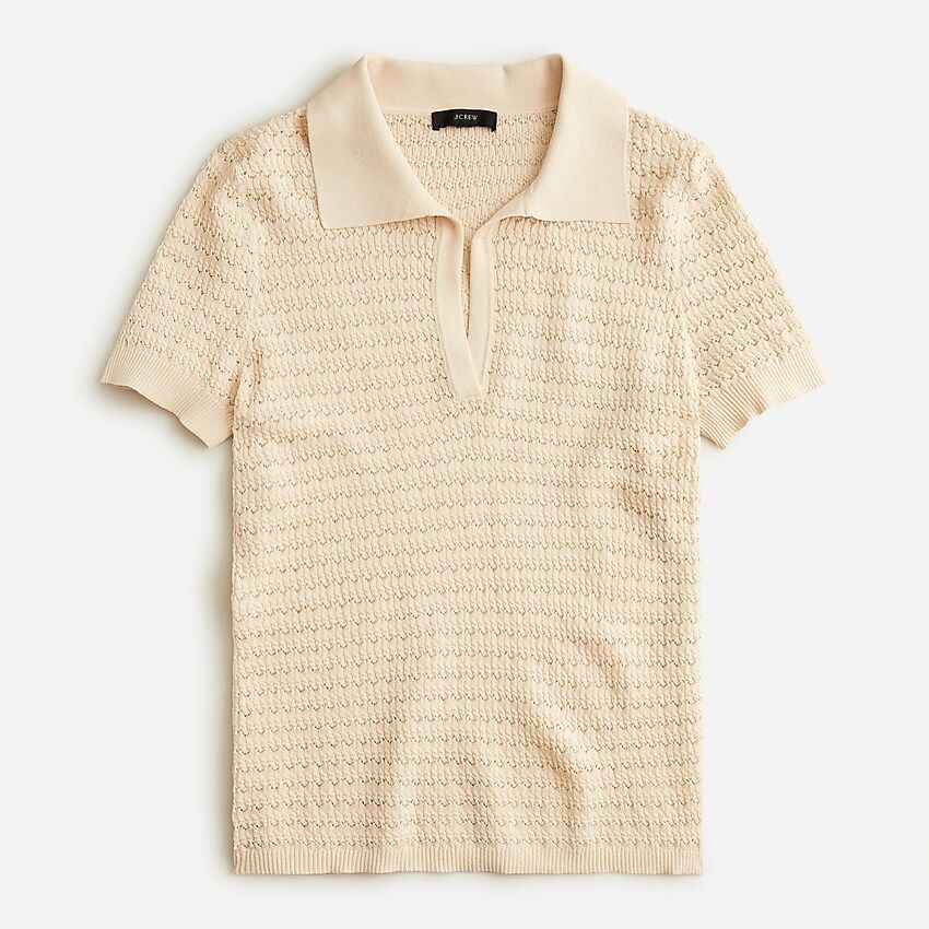 Short-sleeve collared pointelle sweater | J.Crew US