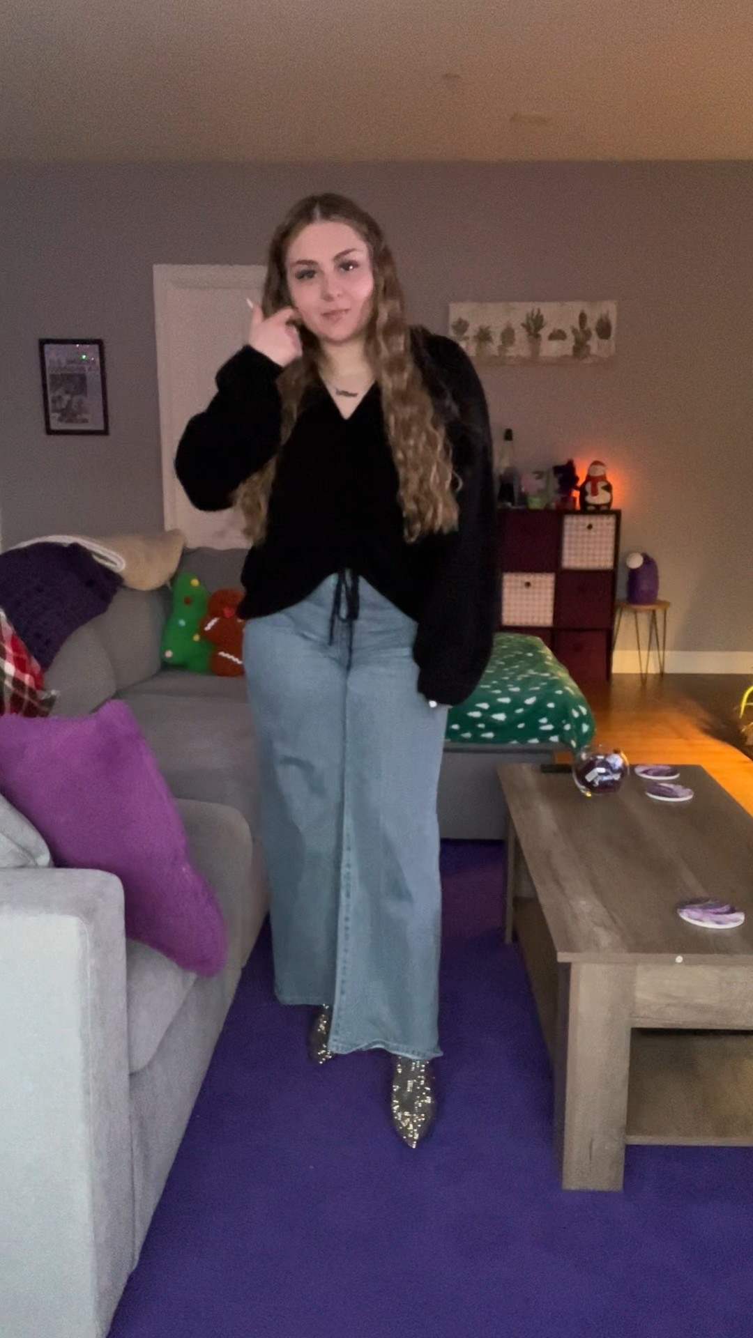 NYE but make it comfy-chic ✨
This is my “I want to look put together but also survive midnight” outfit. A soft black top that drapes just right, flowy wide-leg pants that feel like pajamas, and sparkly shoes because it is New Year’s Eve after all 🥂

Perfect for staying in, casual parties, or when you want effortless glam without trying too hard. Linked everything on LTK so you can recreate the vibe 🪩

#LTKNewYears #NYEOutfit #ComfyChic #WideLegPants #SparkleShoes #CasualGlam #NewYearsEveLook #StayInStyle