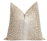 Aqua Antelope Fawn Deer Print Linen Pillow | Land of Pillows