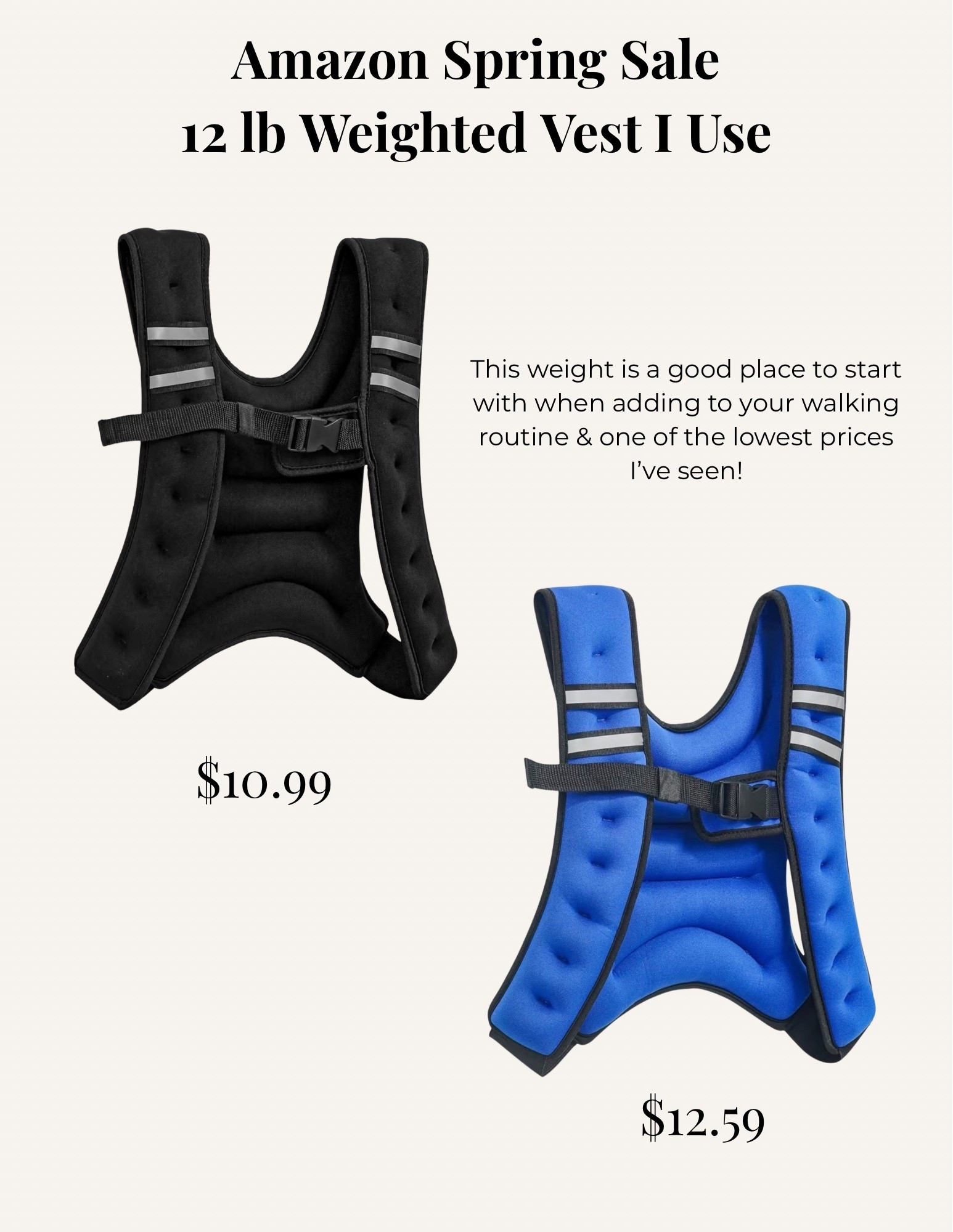 This is a great price for a weighted vest, and a great place to start when adding some weight to your walking routine.. I’ve had mine for years and it’s still going strong. 

#LTKSaleAlert #LTKfitnessgoals #LTKOver40