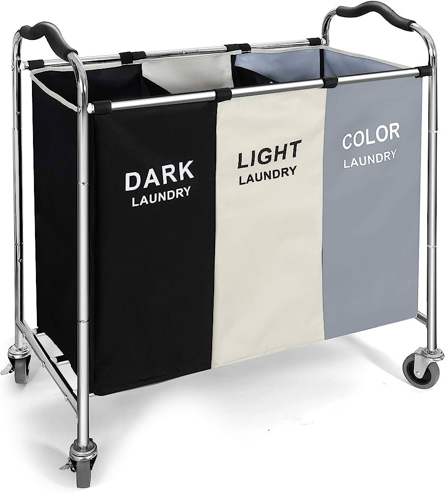 240L Laundry Hamper, Large Blanket Basket Sorter 3 Section Bag Organizer for Dirty Clothes - Stuf... | Amazon (US)