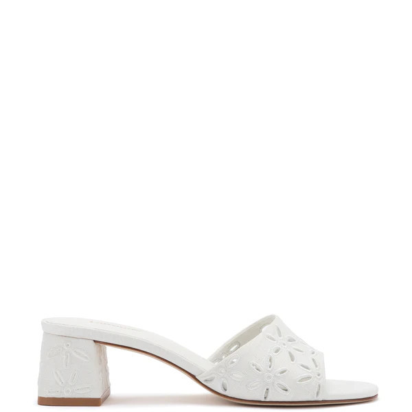 Brigitte Mule In White Linen | Larroude