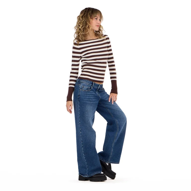 Forever 21 Women's Boatneck Sweater with High Rib Start, XS-XL | Walmart (US)