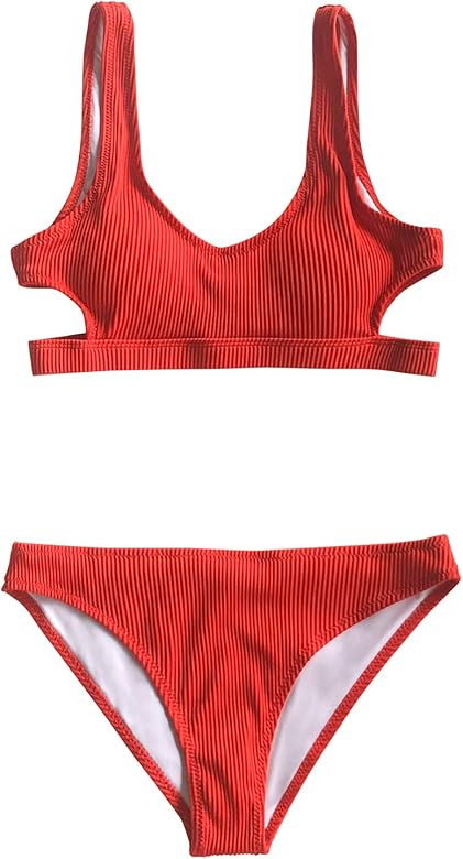 Women's Emerald Velvet Solid Backless Bikini with Cutout | Amazon (US)