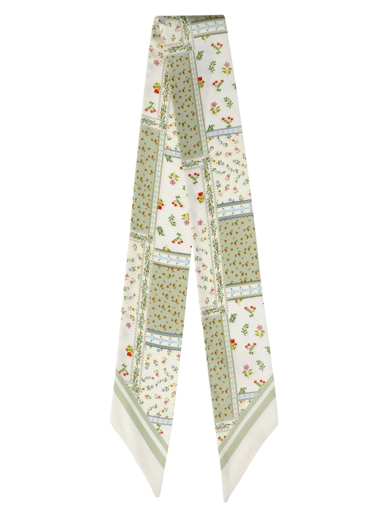 No Boundaries Women's Skinny Scarf Wrap, Green Patchwork | Walmart (US)