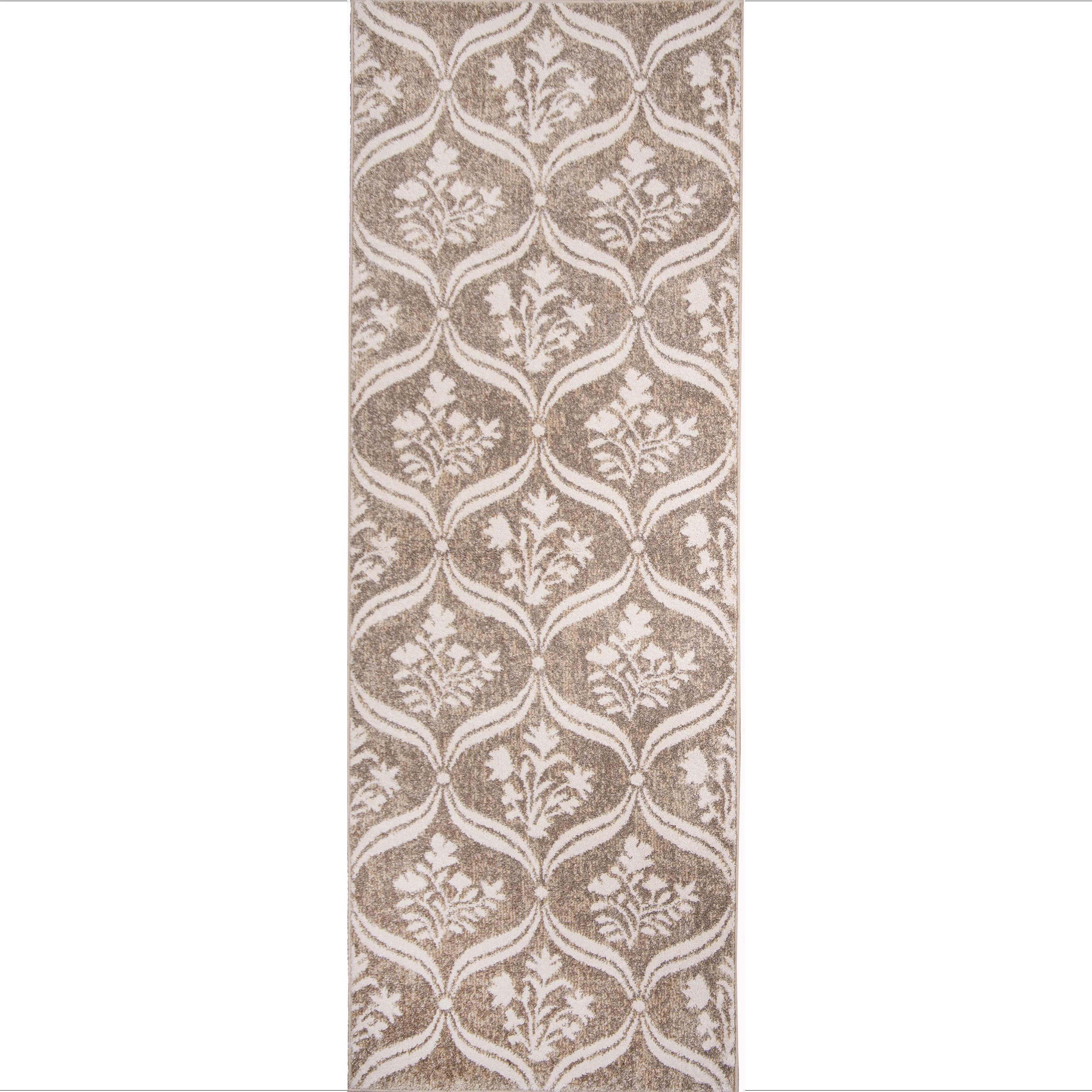 My Texas House Willow 2'7" x 7' Taupe Grey Floral Indoor Runner Rug | Walmart (US)