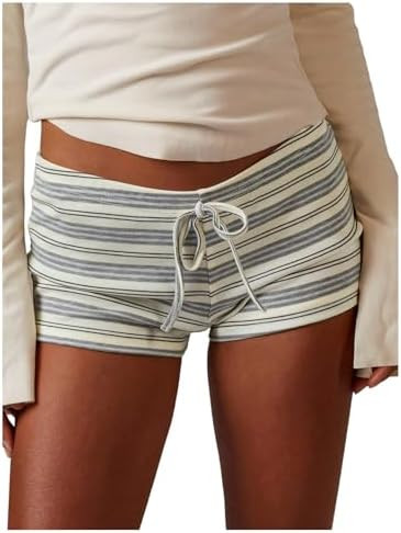 MakeMeChic Women's Striped Micro Shorts Low Rise Booty Shorts | Amazon (US)