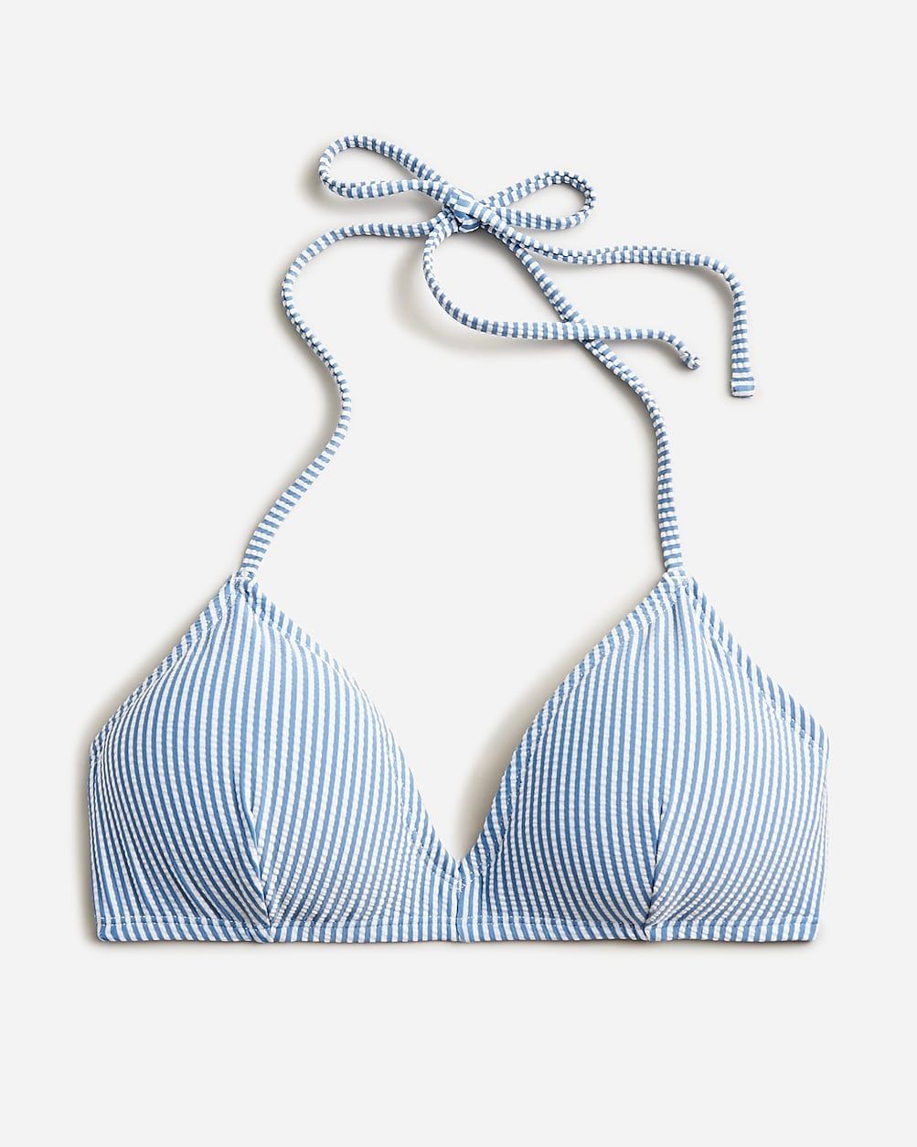 French halter-neck bikini top in seersucker | J.Crew US