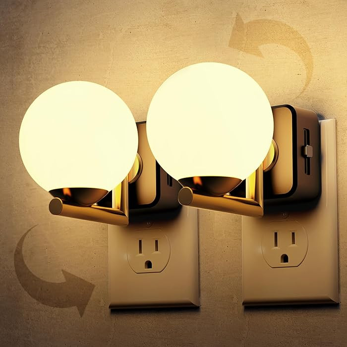 L LOHAS LED Night Lights Plug Into Wall 2 Pack, Dusk to Dawn Sensor, 3000K Nightlight, 0-100LM Ad... | Amazon (US)