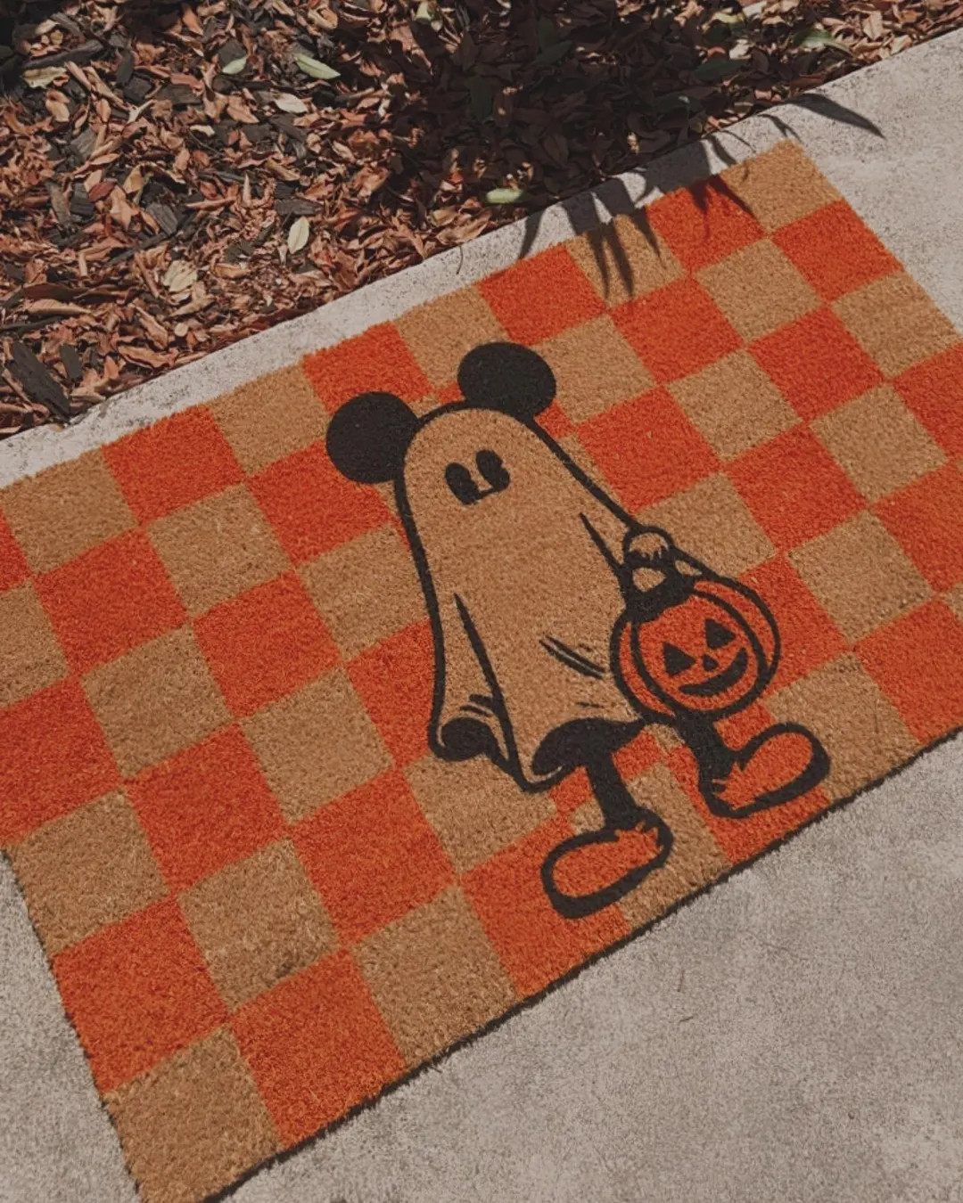 Mickey Ghost Doormat Halloween Disney Fall Custom Doormat Holiday Gift Idea Retro Checkered - Ets... | Etsy (US)
