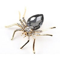 Elegant Spider Brooch, Large Gold Pin, Big Gray Crystal Long Leg Exquisite | Etsy (US)