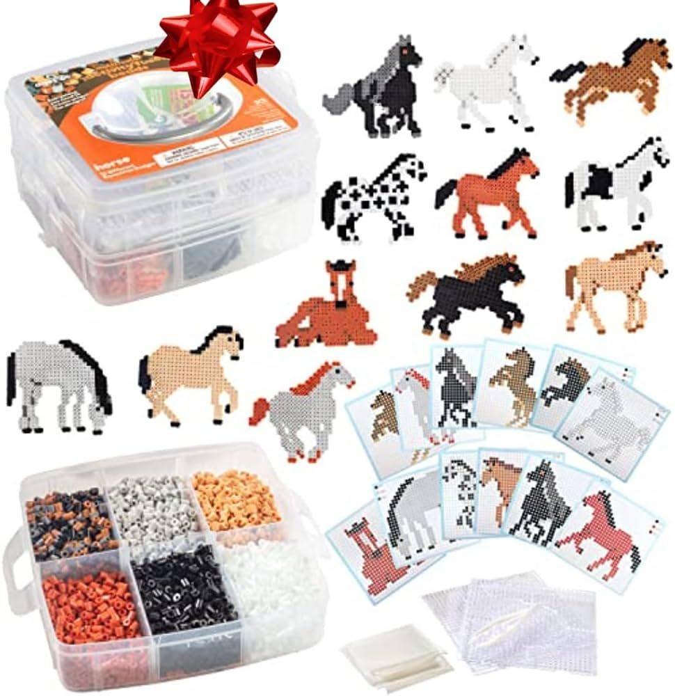 Fuse Beads 4,000pc Horses w Carrier CASE -10 Colors, 12 Unique Templates, 2 Peg Boards,Tweezers, ... | Amazon (US)