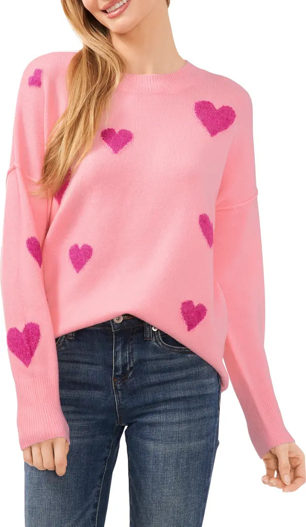 CeCe Heart Pattern Intarsia Sweater | Nordstrom | Nordstrom