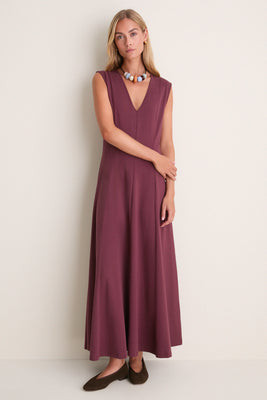 Wine Cotton Jersey Agnes V-neck Dress | Tuckernuck (US)