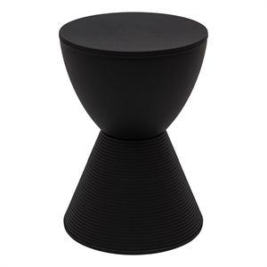 LeisureMod Boyd Modern Plastic Ribbed Round End Table in Black | Cymax