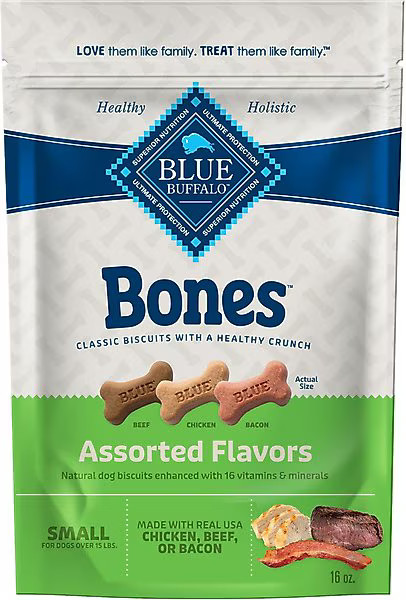 Blue Buffalo Bones Classic Assorted Flavors Small Dog Treats, 16-oz bag | Chewy.com