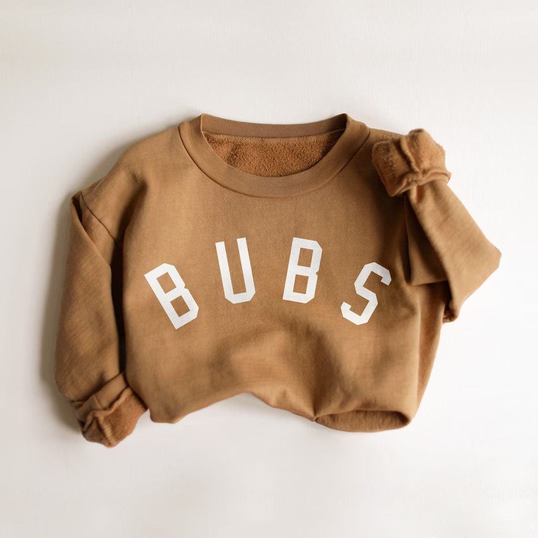 BUBS Sweatshirt  BUBS Brown Crewneck Toddler Bubs Sweater - Etsy | Etsy (US)