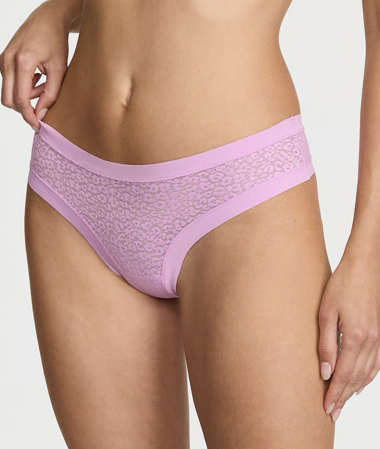 No-show comfort, minimal coverage, and a new leopard lace you’ll go wild for. A sleek, microfiber trim banishes panty lines for an almost-invisible look.
Low rise
Allover leopard lace with 360º stretch
Sleek microfiber trim at waist & legs
Nearly invisible finish under clothing
Seamless, bonded cotton gusset lays flat
No back coverage
Machine wash
Imported
@victoriassecret 

#LTKU #LTKdayinmylife #LTKSaleAlert