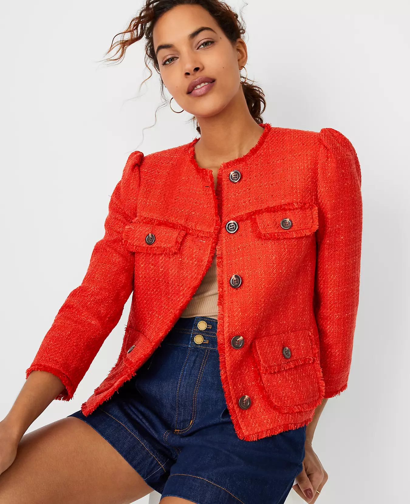 Cropped Fringe Tweed Jacket | Ann Taylor | Ann Taylor (US)