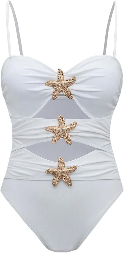 Verdusa Women's Cut Out Colorblock One Piece Swimsuit Ruched Swimwear Bathing Suit | Amazon (US)