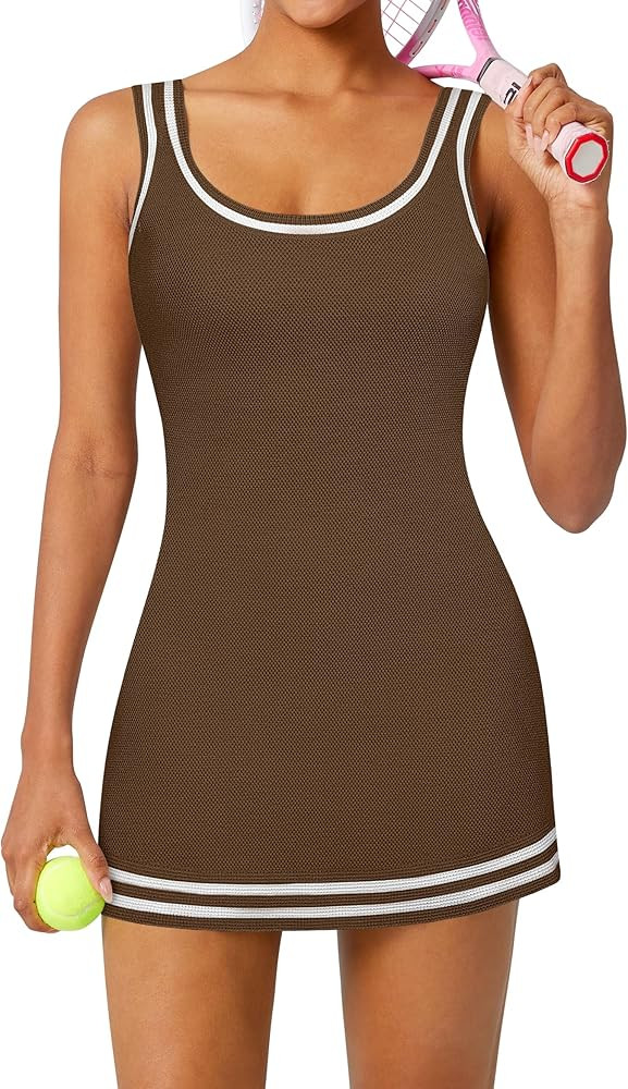 TQD Tennis Dress for Women Athletic Striped Knitted Sweater Tank Mini Active Casual Club Golf Dre... | Amazon (US)