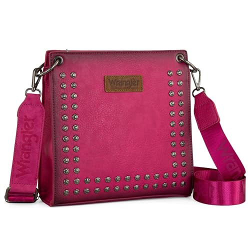 Wrangler Tote Shoulder Purse for Women Western Solid Two-Tone Vintage Studded Satchel Crossbody Bag with Adjustable Strap | Amazon (US)