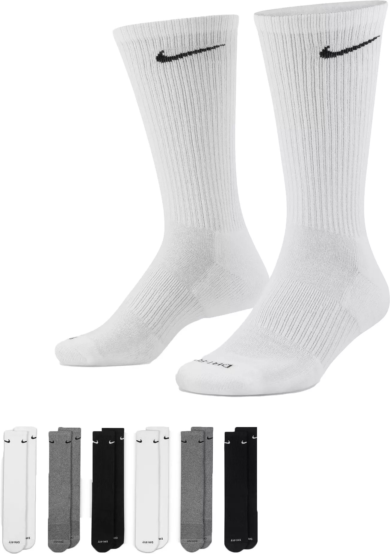 Nike Dri-FIT Everyday Plus Cushioned Training Crew Socks - 6 Pack | DICK'S Sporting Goods