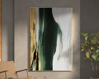 Original Green and Gold Abstract Painting Large Gold Leaf - Etsy Canada | Etsy (CAD)
