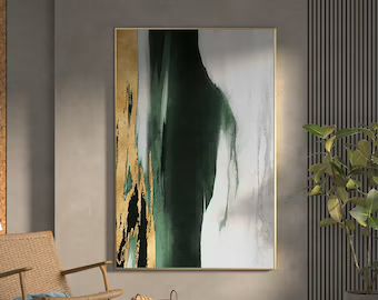 Original Green and Gold Abstract Painting Large Gold Leaf - Etsy Canada | Etsy (CAD)