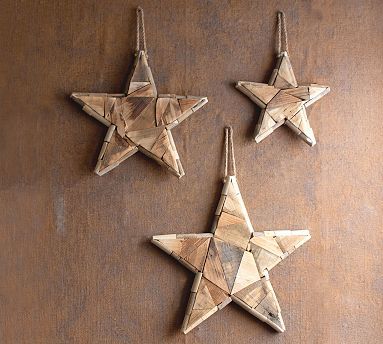 Recycled Hanging Wooden Stars - Set Of 3 | Pottery Barn (US)