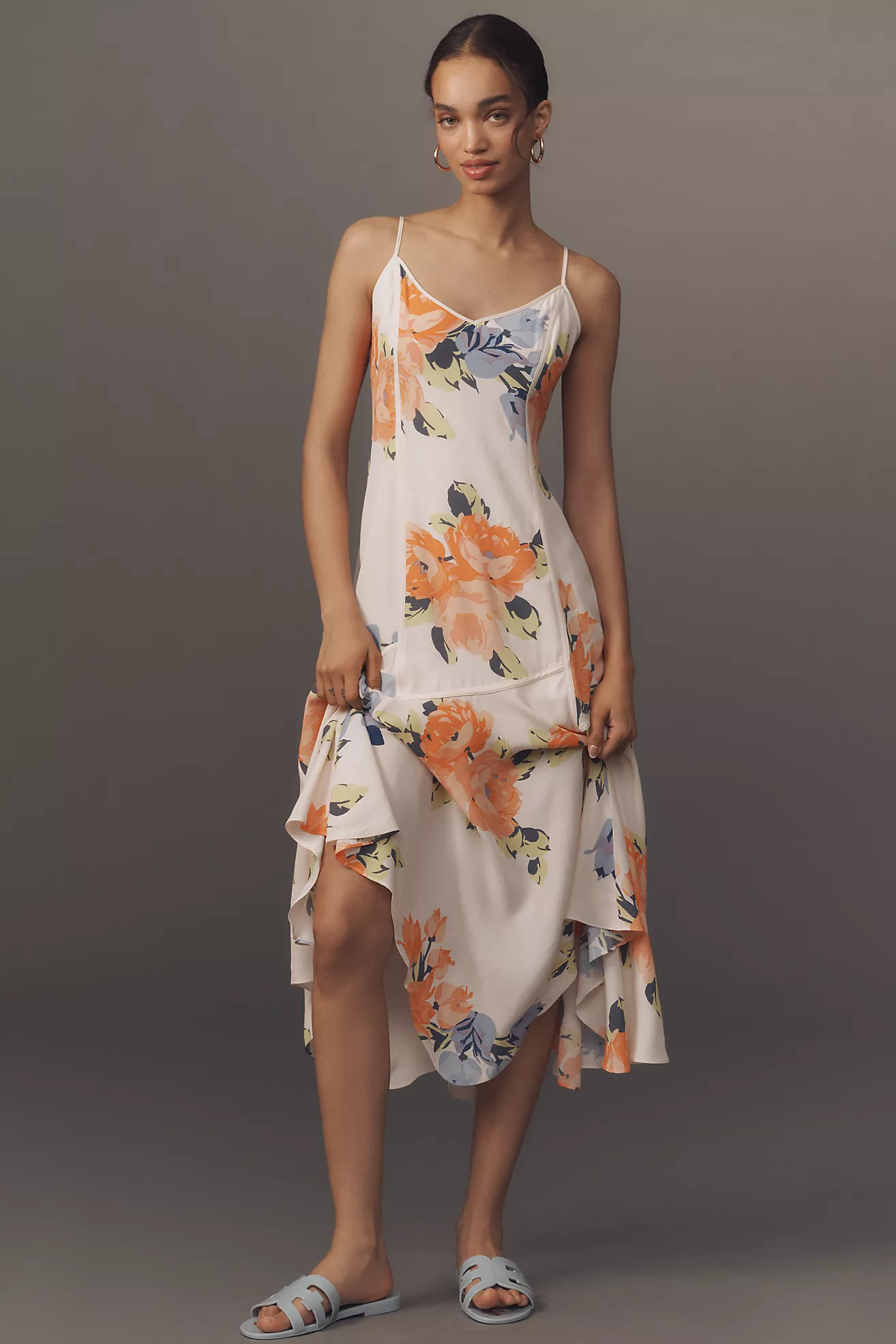 By Anthropologie Square-Neck Asymmetrical Midi Dress | Anthropologie (US)