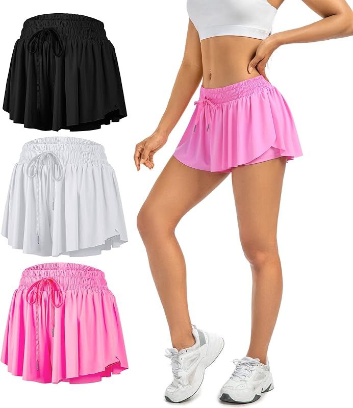 Leftear Flowy Shorts for Women Gym Yoga Athletic Workout Running Tennis Skirts Spandex Cute Clothes  | Amazon (US)