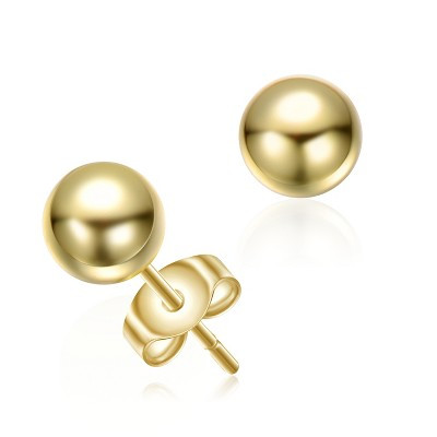 Guili 14K Gold-Plated Round Ball Stud Earrings, Classic and Versatile Jewelry with a Polished Finish for Elegant Everyday Wear and Special Occasions | Target