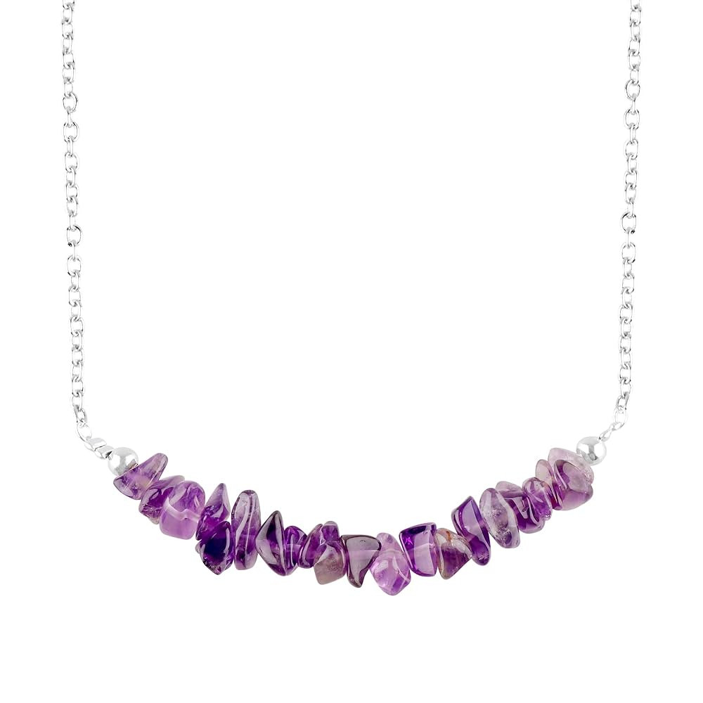 Gempires Purple Amethyst Chips Bar Necklace, Amethyst Crystal Necklace, Gift for Her, Gemstone Je... | Amazon (US)