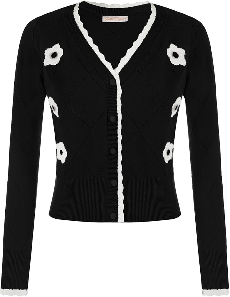 Belle Poque Long Sleeve Cardigan Sweater for Women Cropped Cardigan Shrugs | Amazon (US)