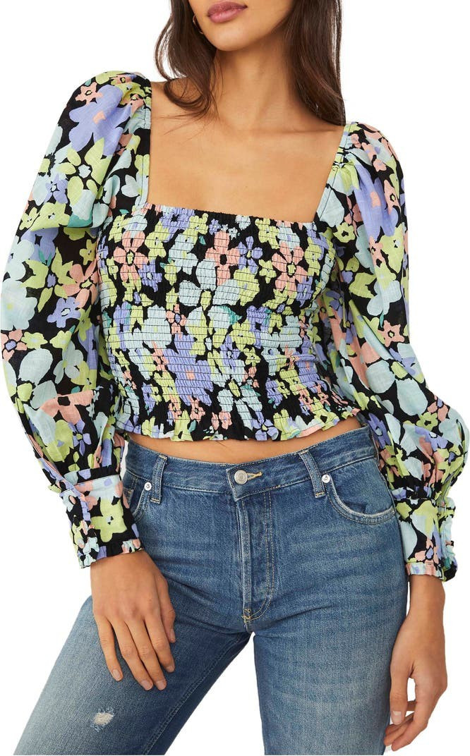 Ariana Print Smocked Elastic Top | Nordstrom | Nordstrom