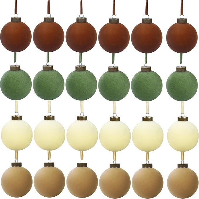 24 Pcs Velvet Christmas Balls Bulk Shatterproof Plastic Christmas Tree Decorations for Decorative... | Amazon (US)