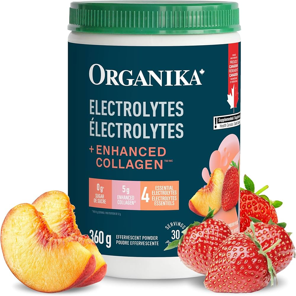 Organika Canadian-Made Electrolytes + Enhanced Collagen - Strawberry Peach Flavour - Sugar-Free H... | Amazon (CA)
