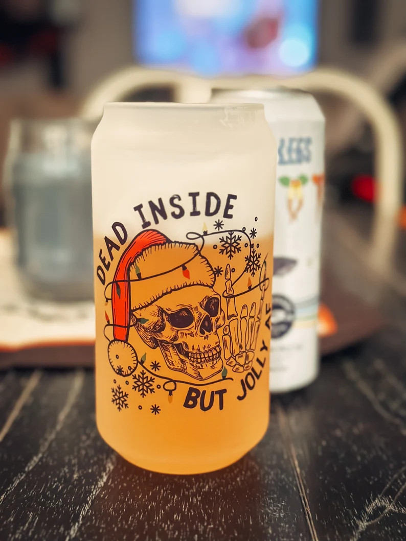 Dead Inside but Jolly AF 18 Oz. Beer Glass Pint Camping - Etsy | Etsy (US)