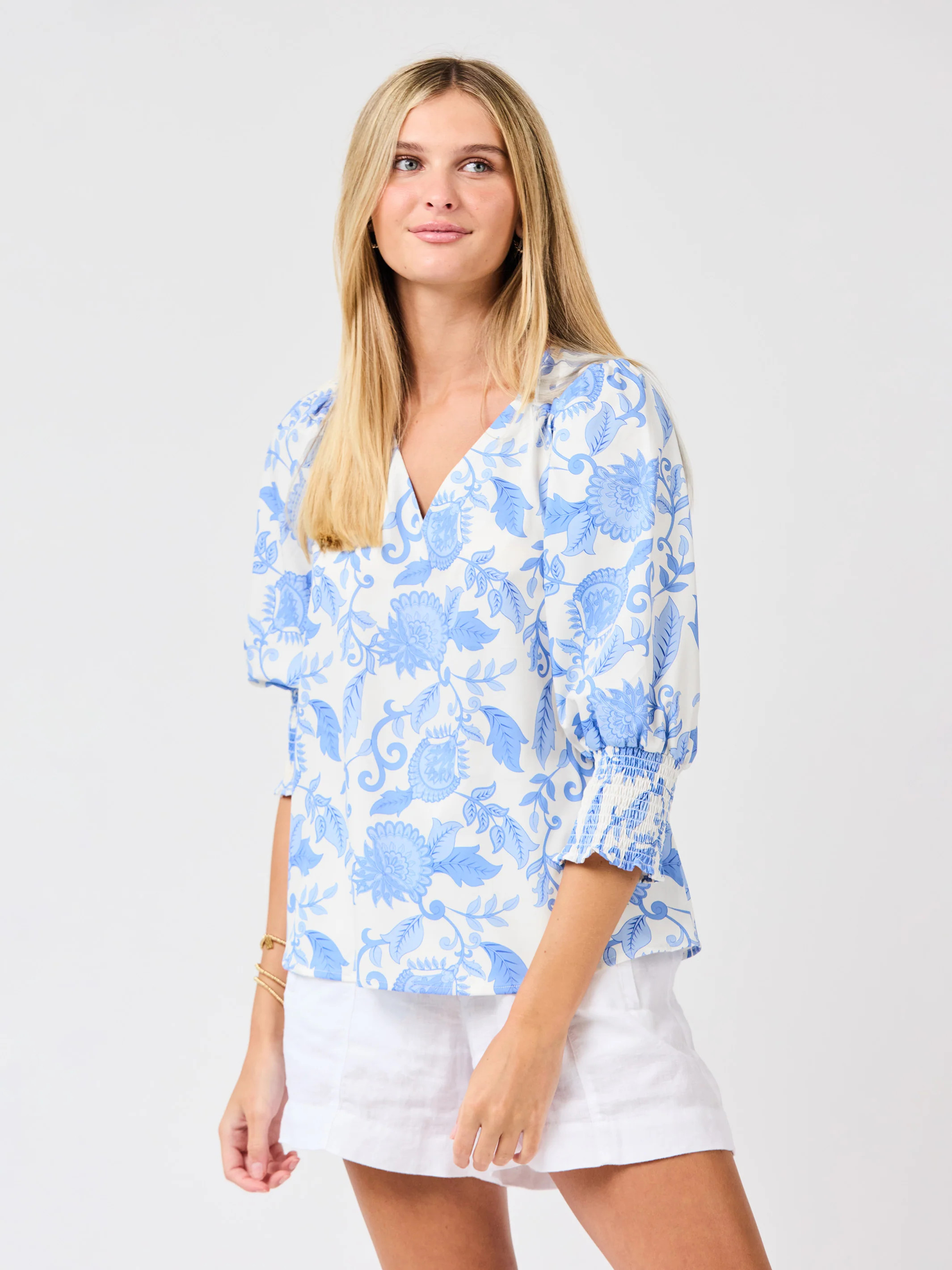 Ashlyn Top | Porcelain Vines Blue | Mary Square