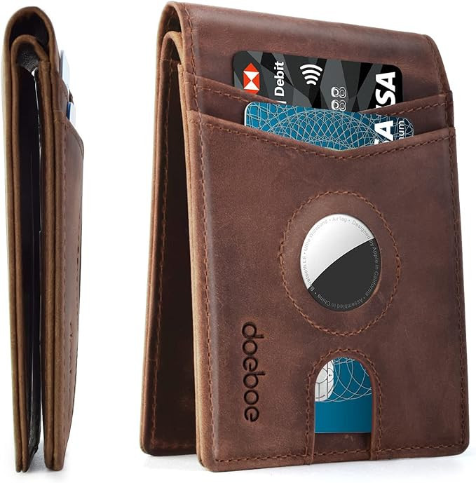 doeboe Airtag Wallet Men, Wallet for Men with Airtag Holder, Genuine Leather Credit Card Wallet, ... | Amazon (US)