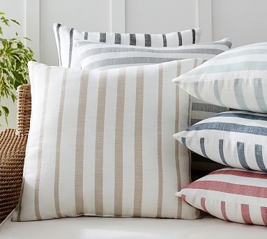 Leandra Striped Reversible Indoor/Outdoor Pillow | Pottery Barn (US)