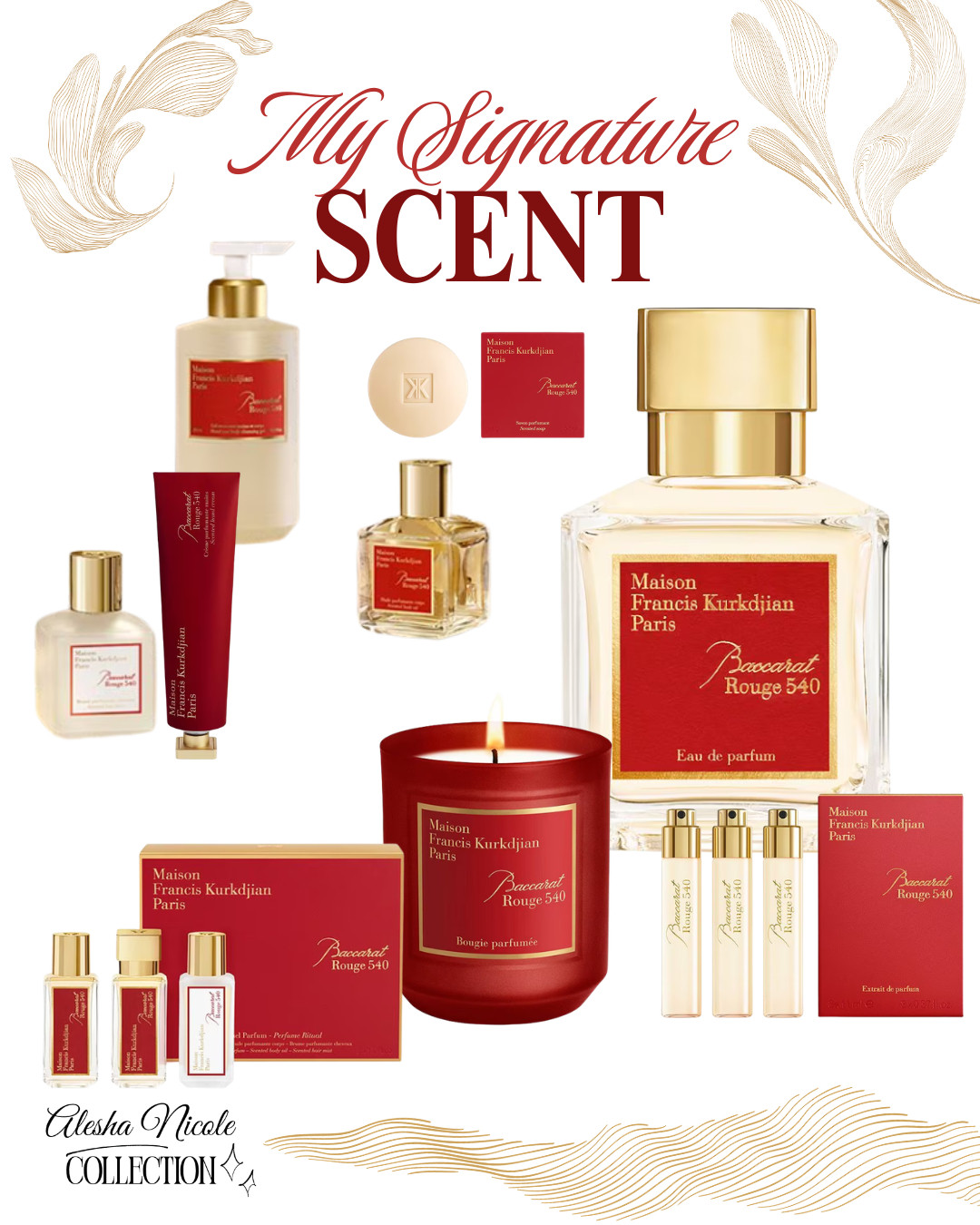 ✨ My Signature Scent: Baccarat Rouge 540 ✨

Some fragrances come and go. A select few become part of your signature.

For me, that scent is Baccarat Rouge 540.

Elegant, timeless, and unmistakably luxurious, it’s the fragrance I reach for most often. Soft notes of jasmine and saffron blend beautifully with warm amber and cedarwood, creating a scent that feels both sophisticated and unforgettable.

It’s the finishing touch before dinner overlooking the sea, a special celebration, or even an ordinary day that deserves a little extra elegance.

A beautiful fragrance lingers long after you leave the room—and this one does exactly that. ✨

Shop my signature scent through the link in bio. 🤍

#BaccaratRouge540 #MaisonFrancisKurkdjian #SignatureScent #LuxuryFragrance #PerfumeCollection #EverydayElegance #LuxuryLifestyle #RefinedStyle #TimelessStyle #Over40Style #TravelInStyle #AleshaNicoleCollection #BeautyFavorites #ElevatedLiving #FragranceLover 

 #LTKgrwm #LTKmorningroutine #LTKOver40