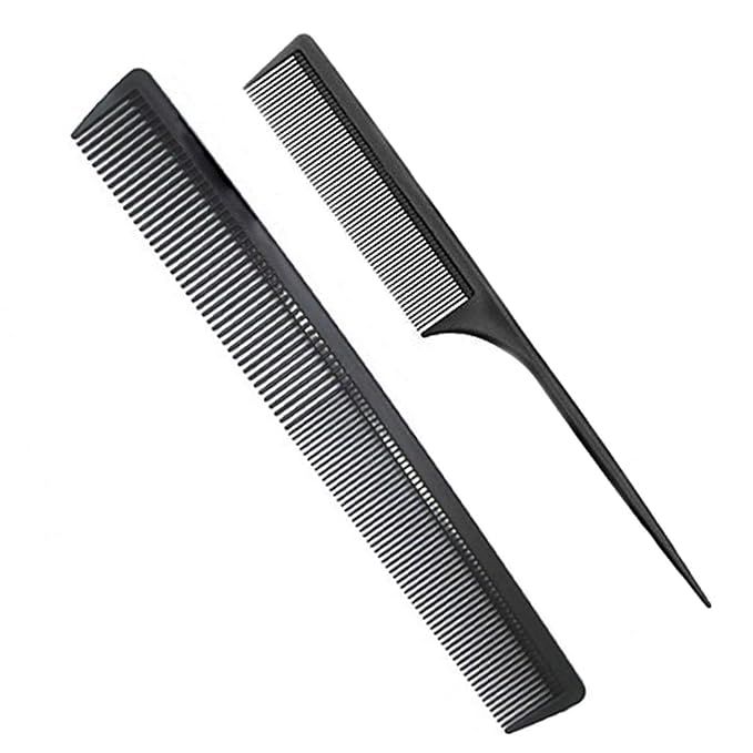 Professional Teasing Comb, Fine and Wide Tooth Hair Barber Comb, Black Carbon Fiber Cutting Comb,... | Amazon (US)