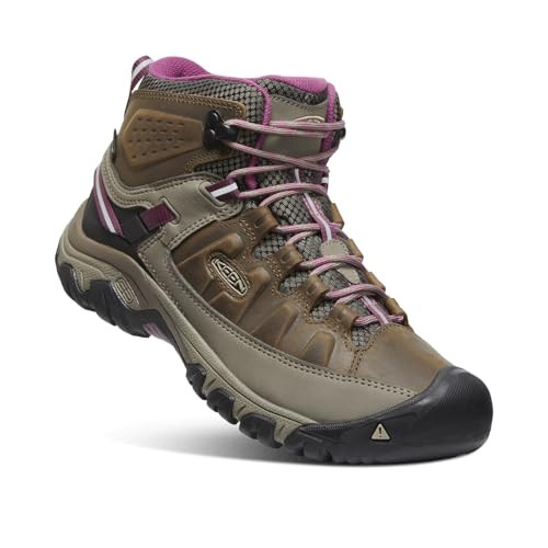 KEEN Women's Targhee 3 Mid Waterproof Hiking Boot, Weiss/Boysenberry, 9.5 M (Medium) US | Amazon (US)